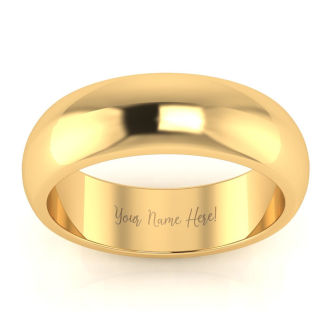 14K Yellow Gold 6MM Ladies and Mens Wedding Band, Size 5, Free Engraving